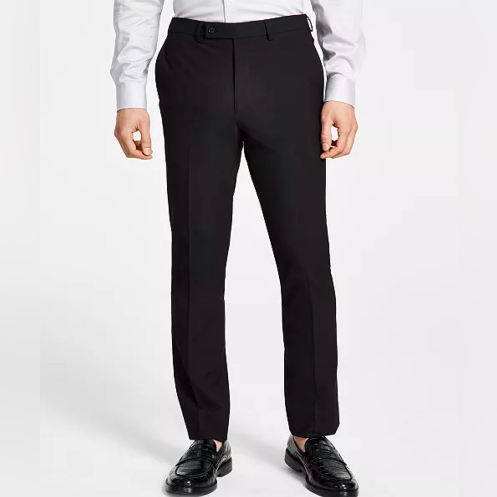 NWT Dkny Men's Modern-Fit Stretch Suit Pants Black 32 X 30